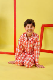 Red  Checks Boys Pyjama Set