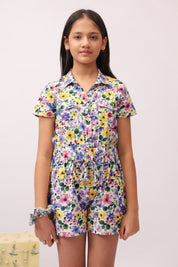 Wildbloom Floral Shirt Jumpsuit for Girls