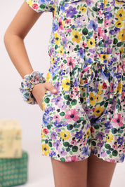 Wildbloom Floral Shirt Jumpsuit for Girls