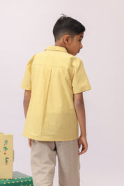 Yellow Chevron Chest Pocket Shirt For Boys