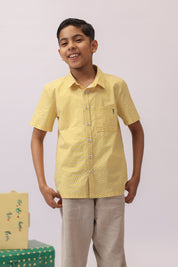 Yellow Chevron Chest Pocket Shirt For Boys