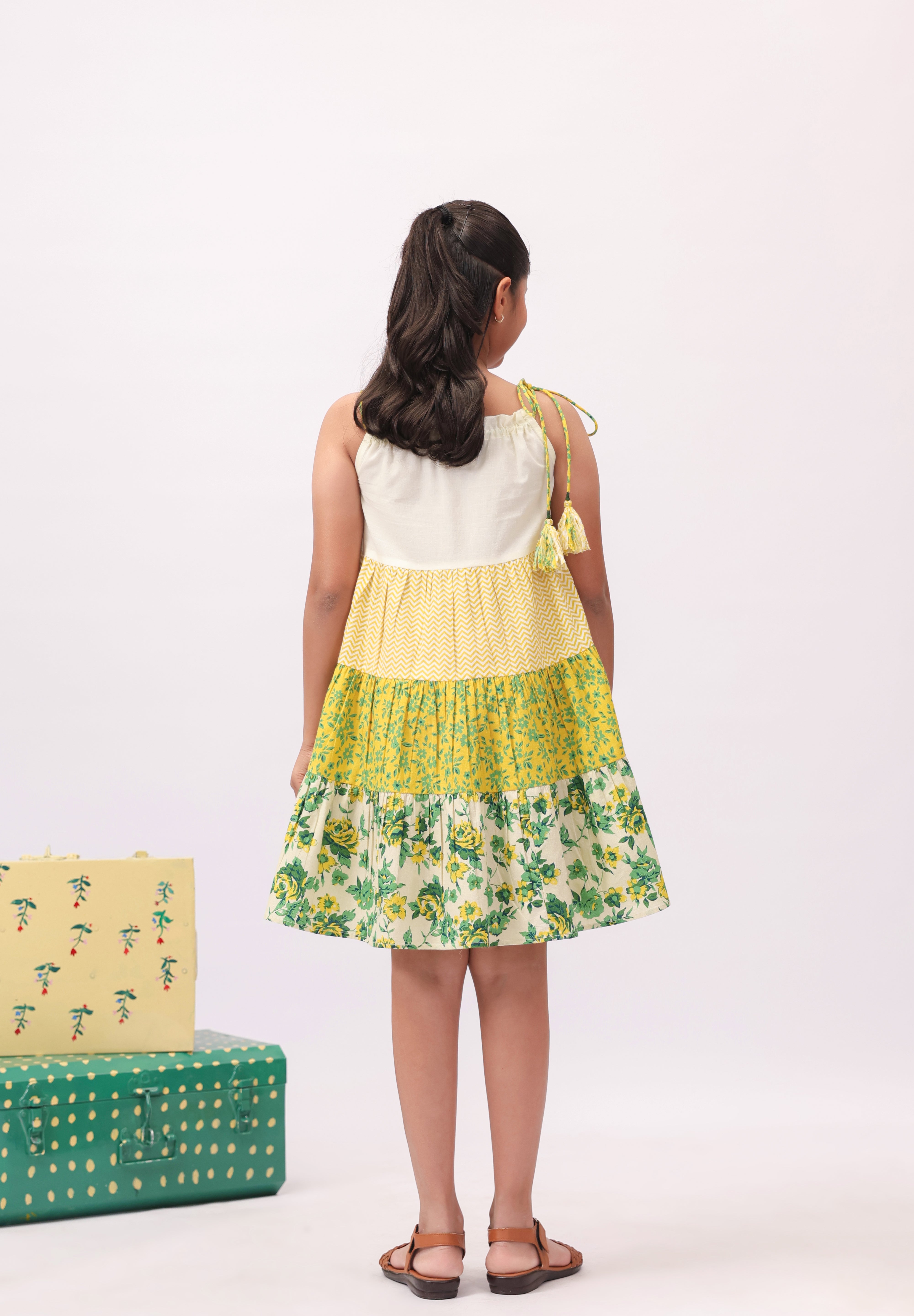 Floral Tiered Strappy Dress for Girls
