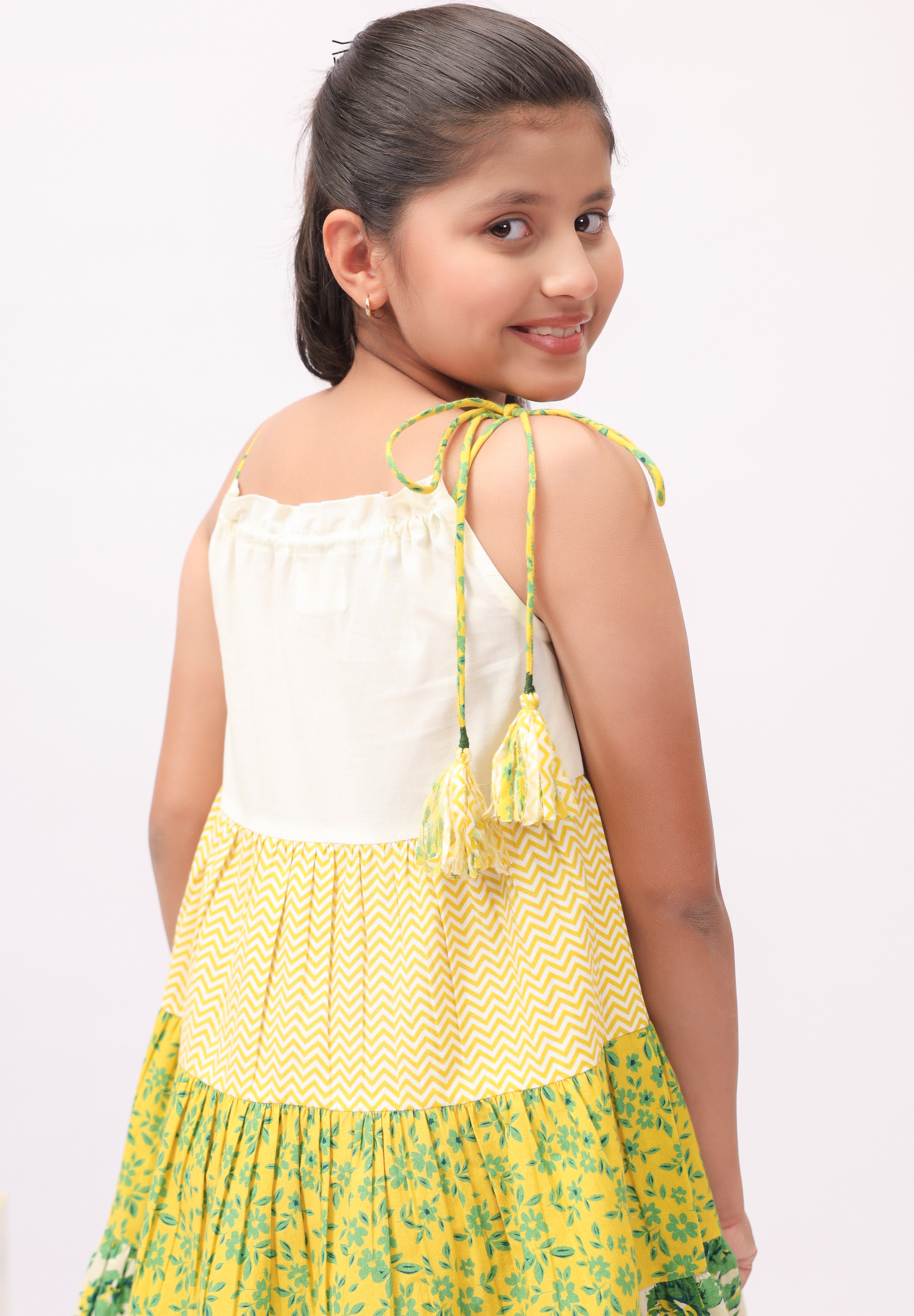 Floral Tiered Strappy Dress for Girls