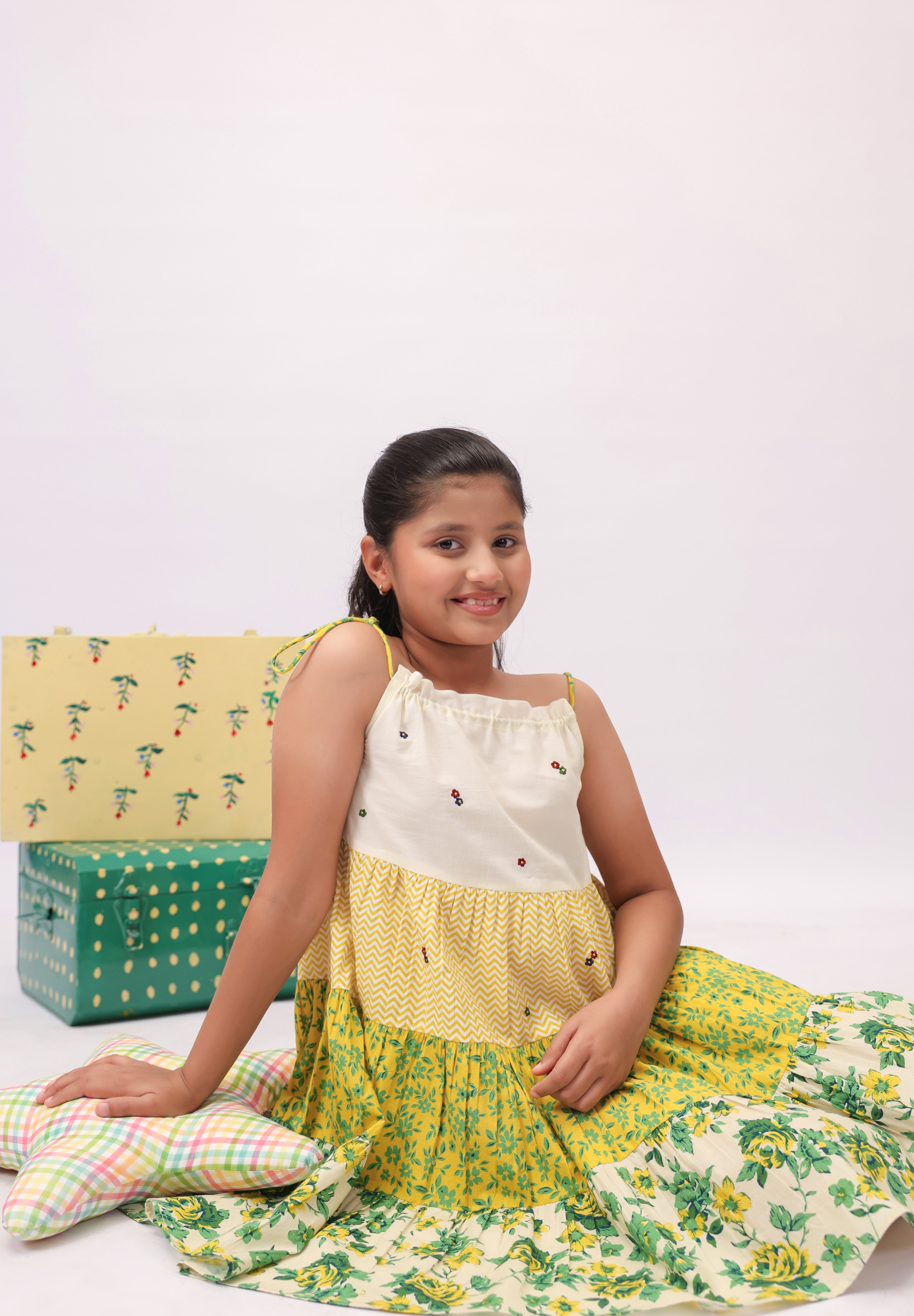 Floral Tiered Strappy Dress for Girls