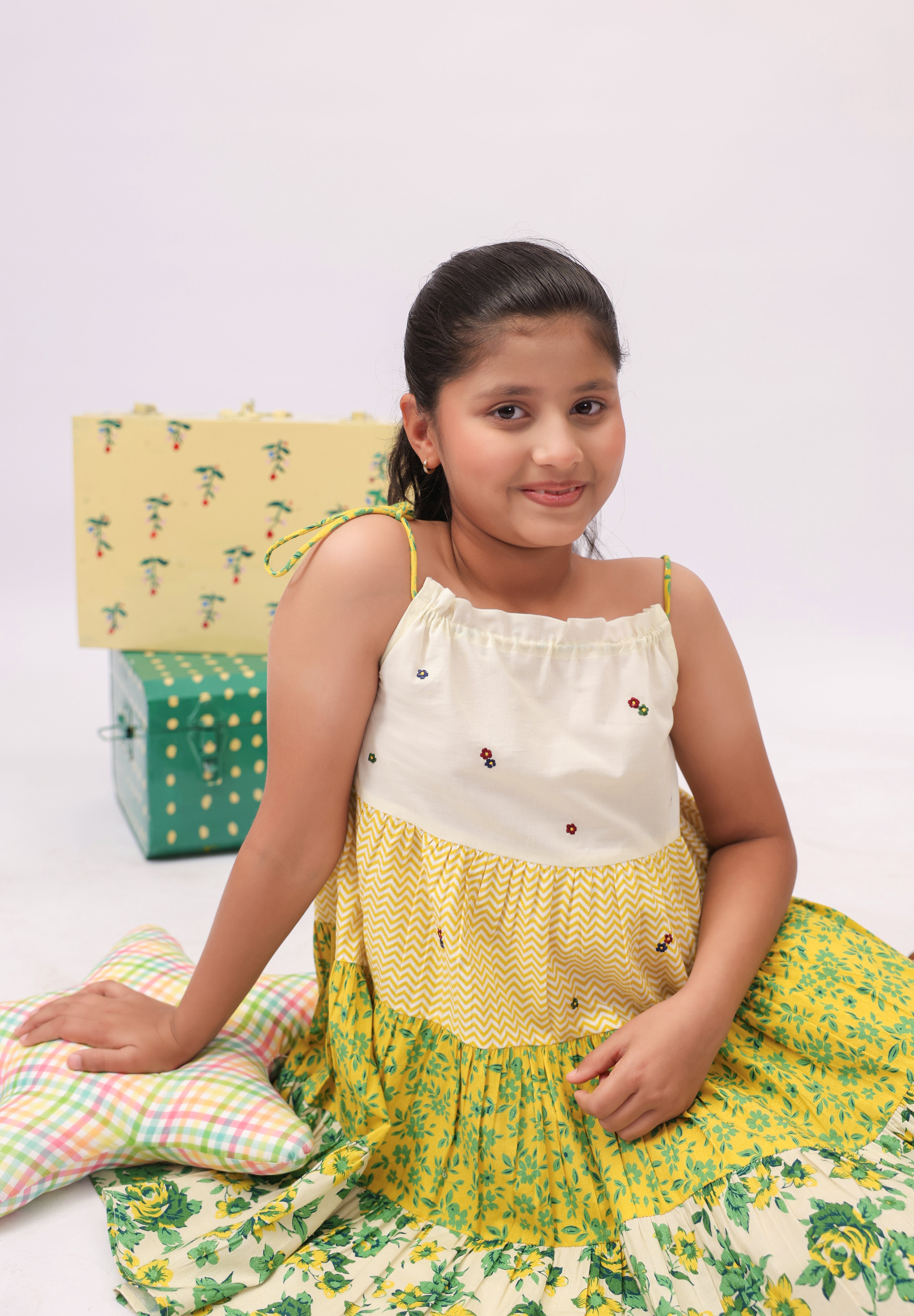 Floral Tiered Strappy Dress for Girls