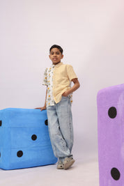 Marigold Floral & Stripe Colour-Block Shirt For Boys