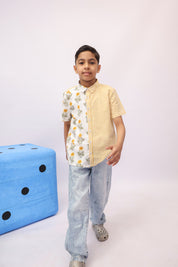 Marigold Floral & Stripe Colour-Block Shirt For Boys