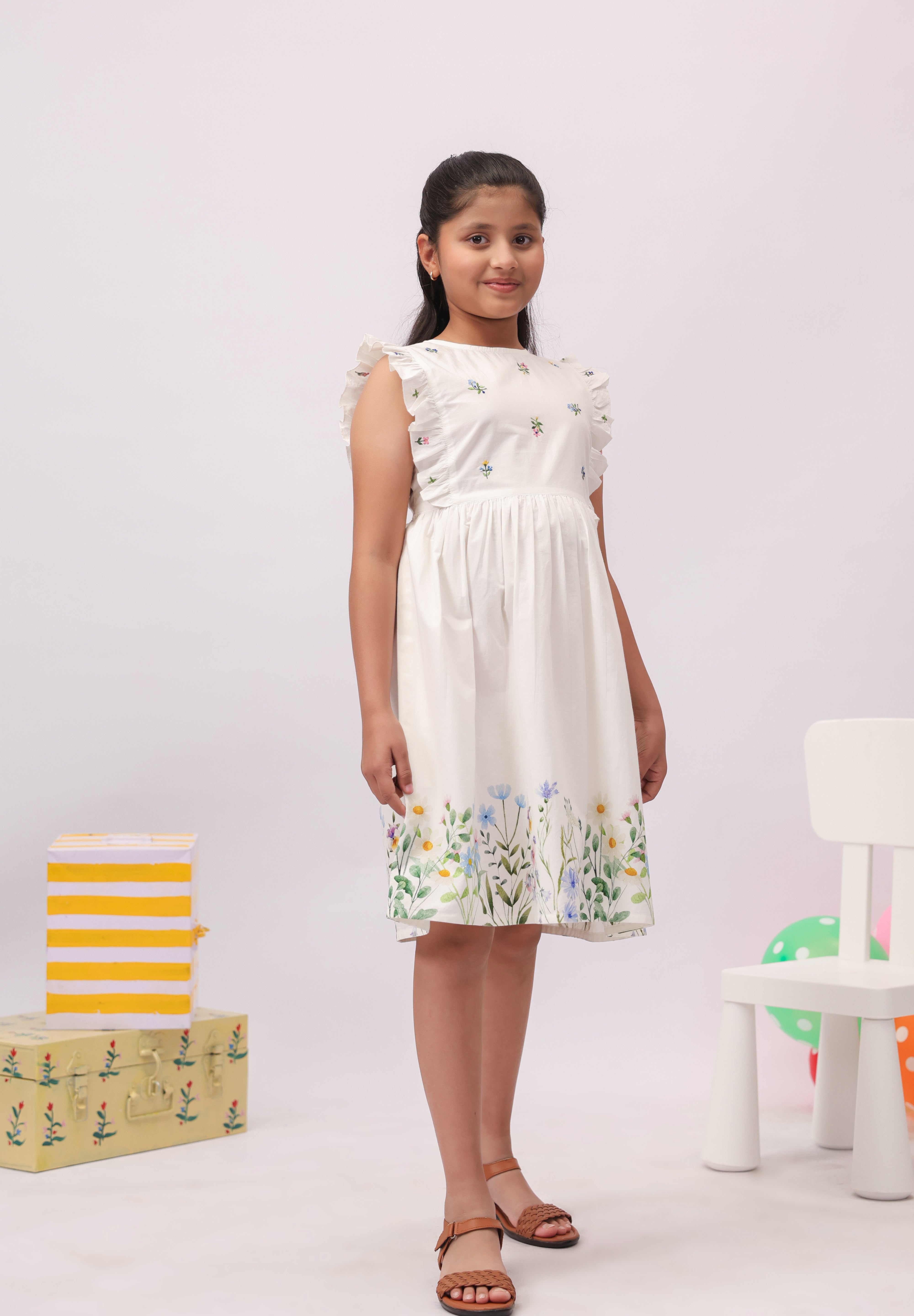 Wildflower White Embroidered Border Dress