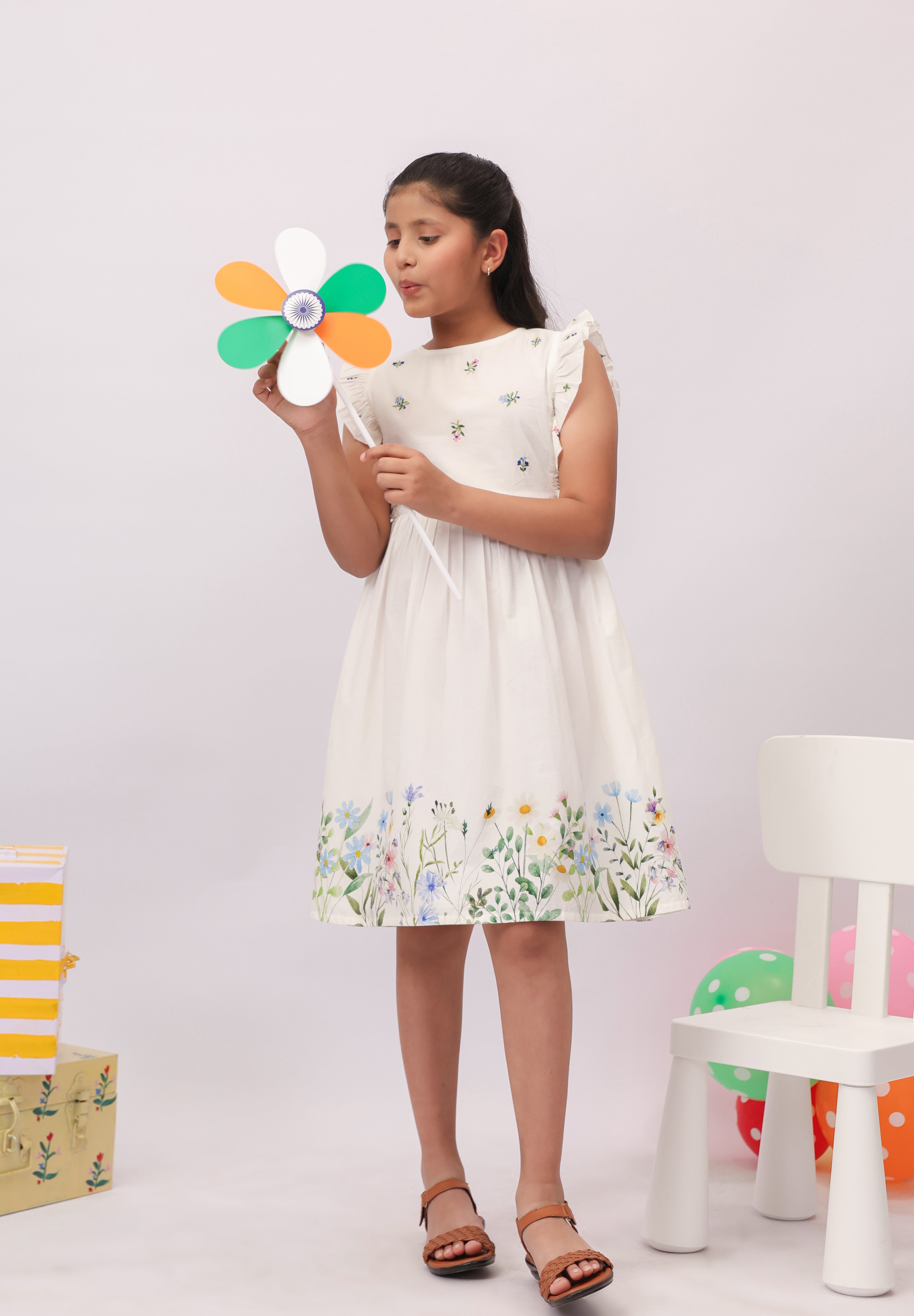 Wildflower White Embroidered Border Dress