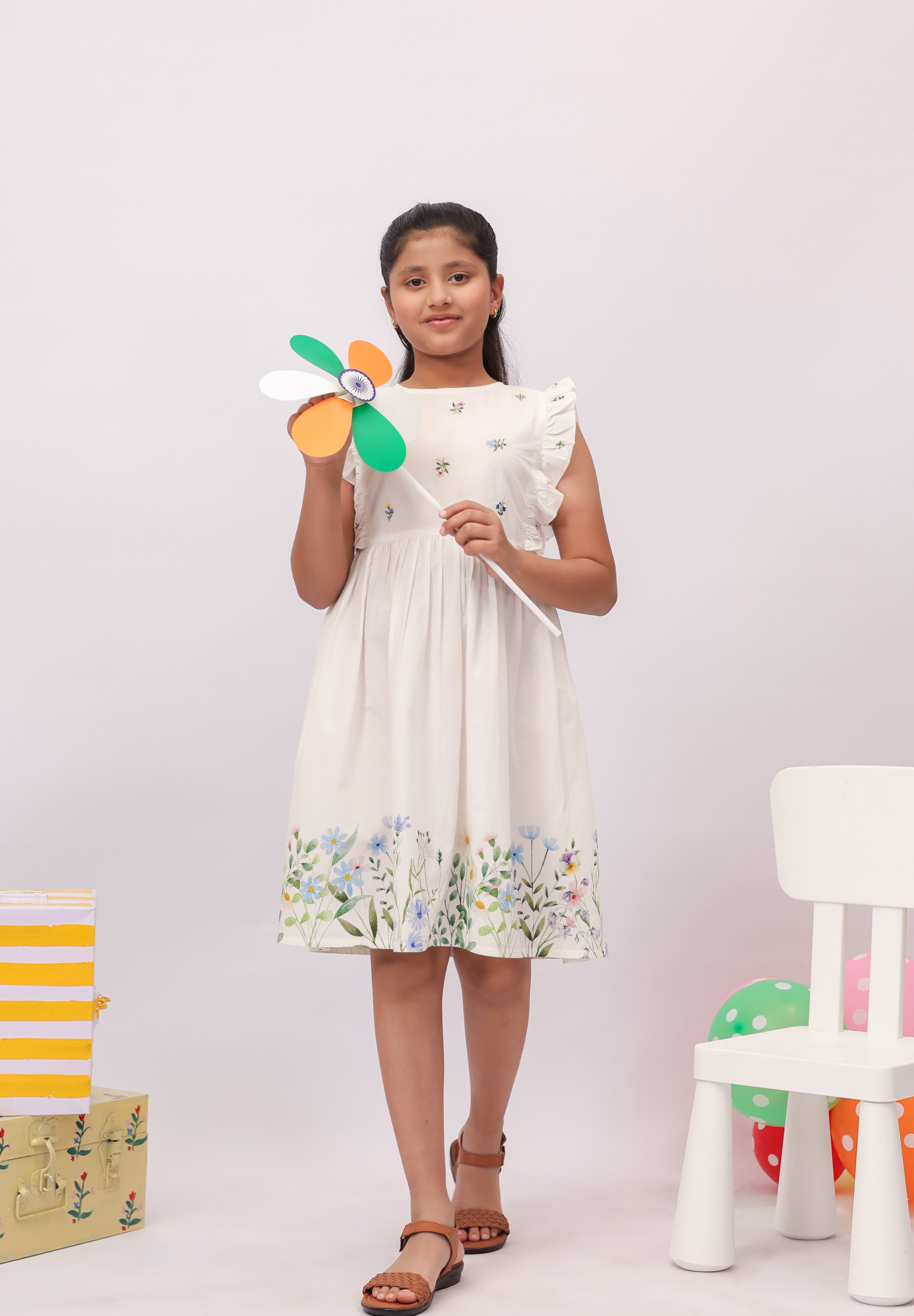 Wildflower White Embroidered Border Dress