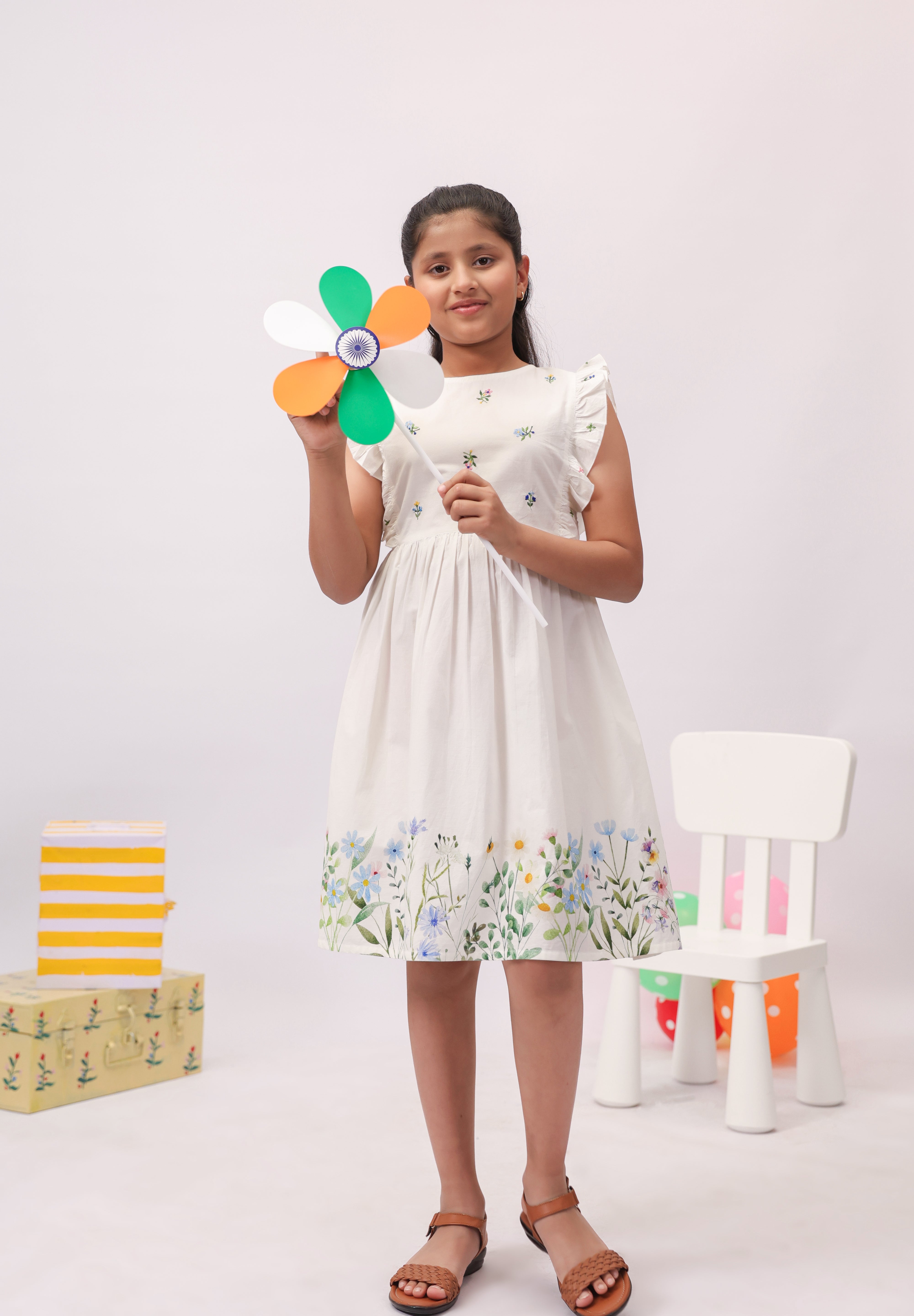 Wildflower White Embroidered Border Dress