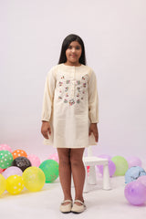 Ivory Bloom Embroidered Daily Dress for Girls