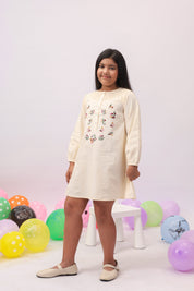 Ivory Bloom Embroidered Daily Dress for Girls