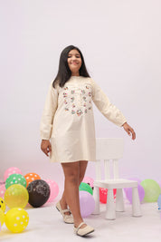 Ivory Bloom Embroidered Daily Dress for Girls