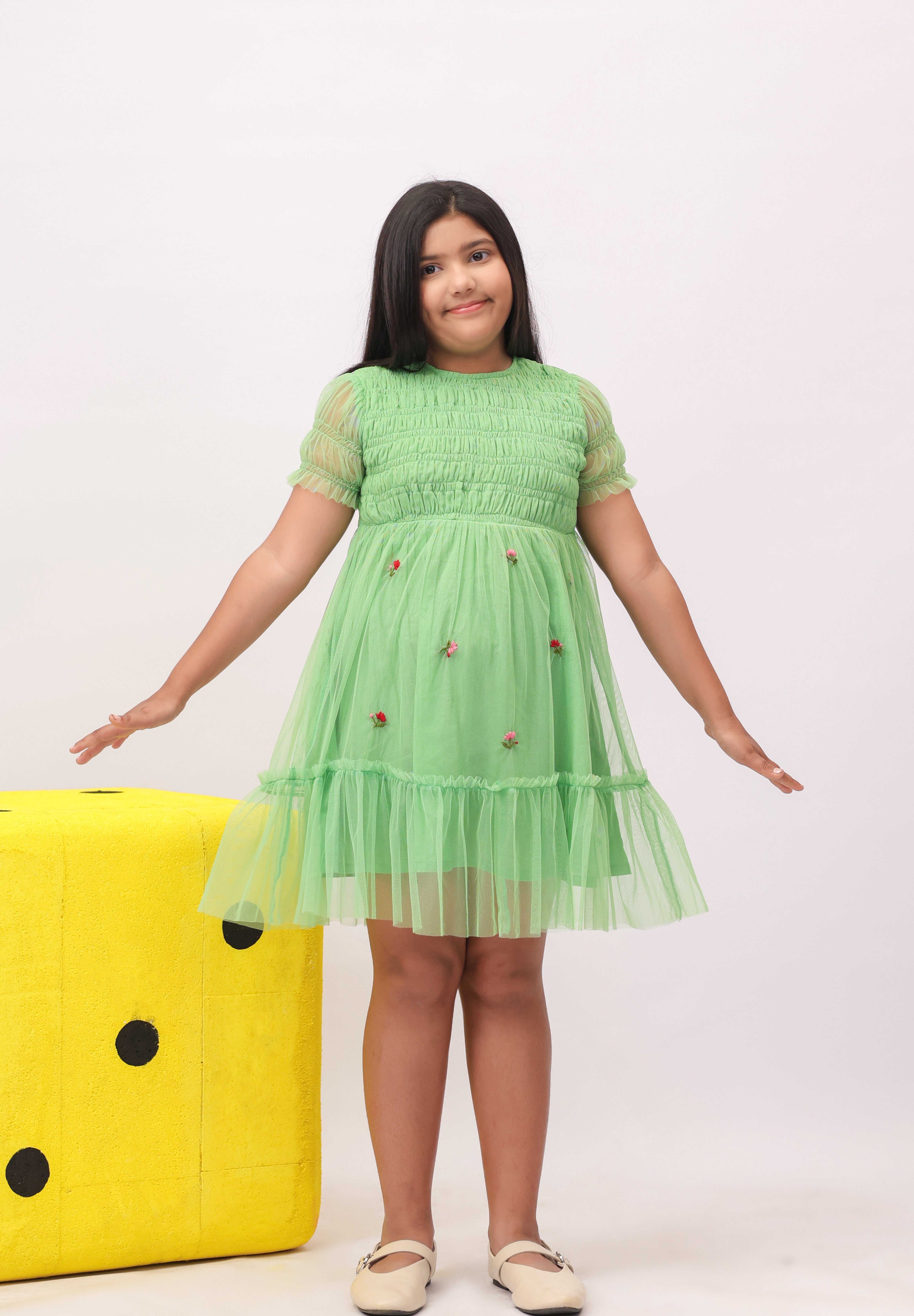 Mint Reverie Smocked Tulle Dress for Girls