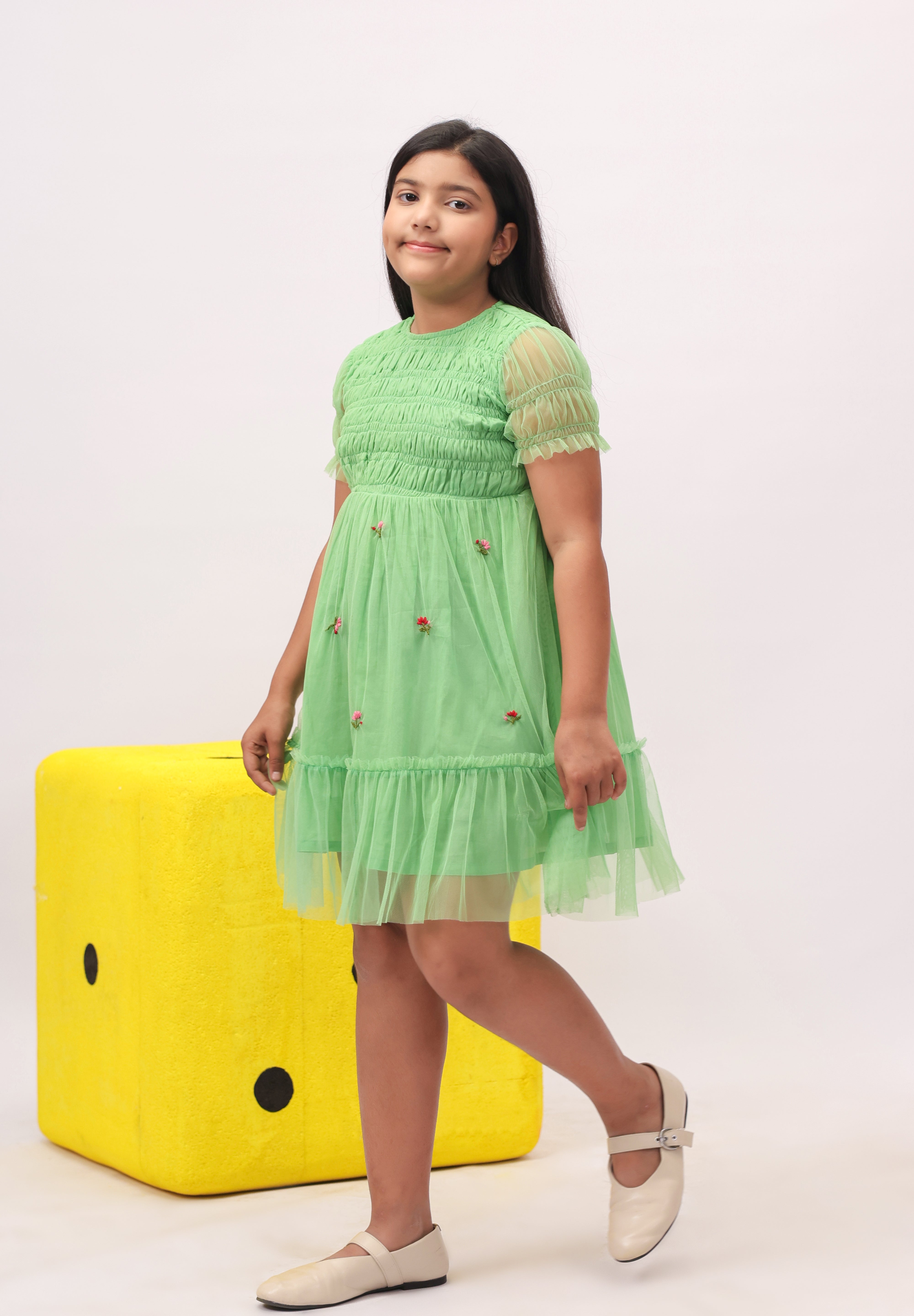 Mint Reverie Smocked Tulle Dress for Girls