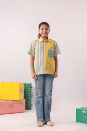 Sunblock Mixed Print Colour-Block Shirt for Girls