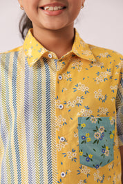 Sunblock Mixed Print Colour-Block Shirt for Girls