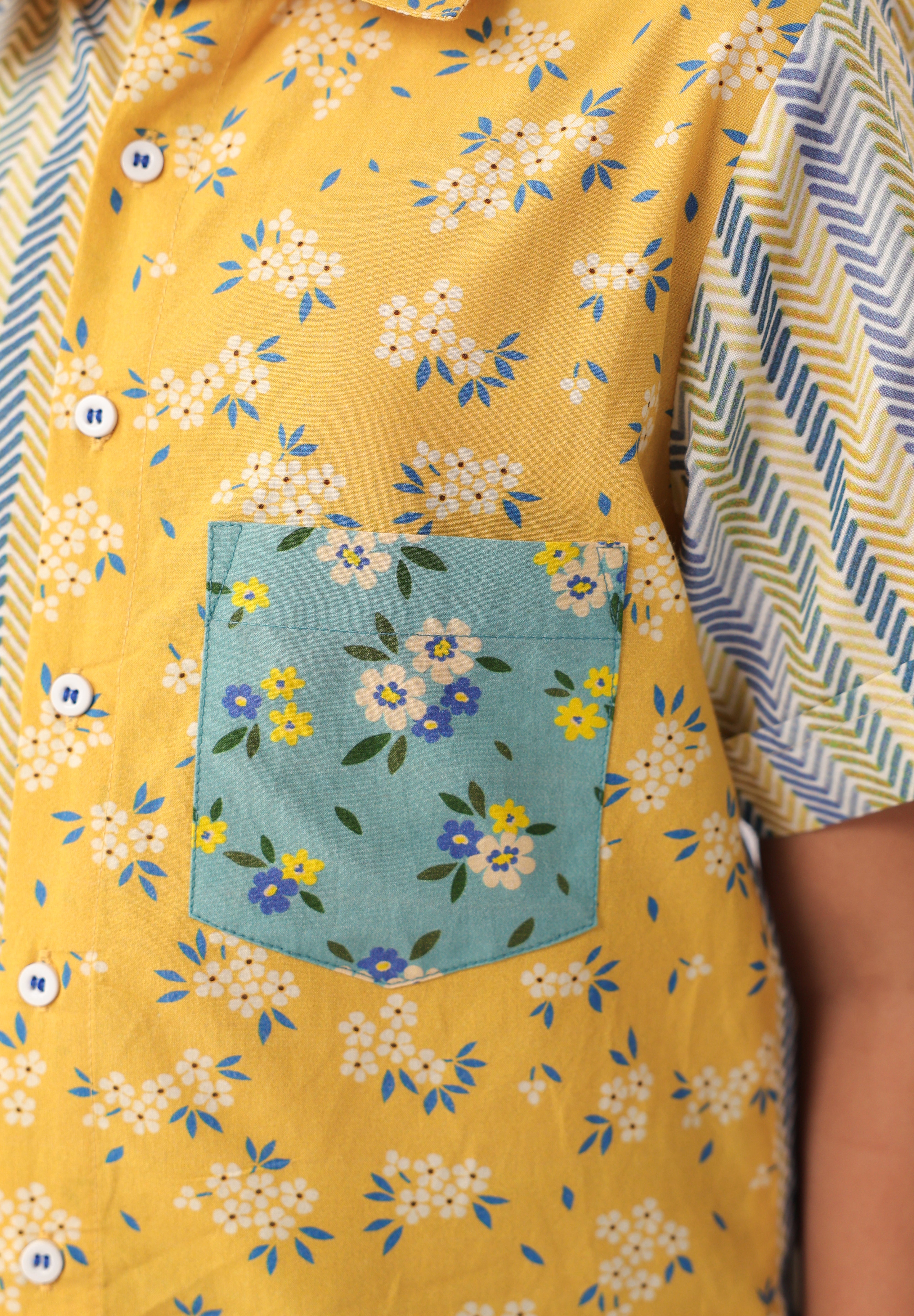 Sunblock Mixed Print Colour-Block Shirt for Girls