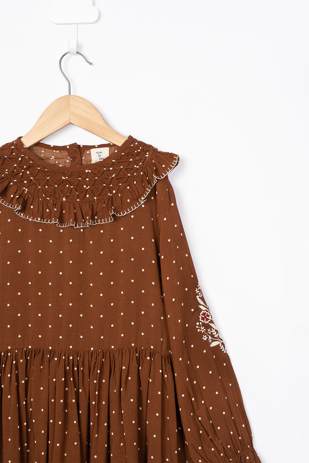 Embroidery Detail Polka Dot Dress