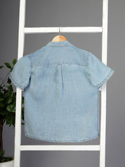Boys Denim Shirt with Tropical Print