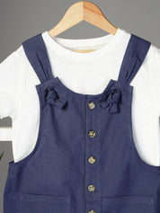 Navy Blue Playsuit with White Tee Set