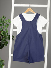 Navy Blue Playsuit with White Tee Set