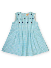 Blue Gingham Embellished Infant Dress