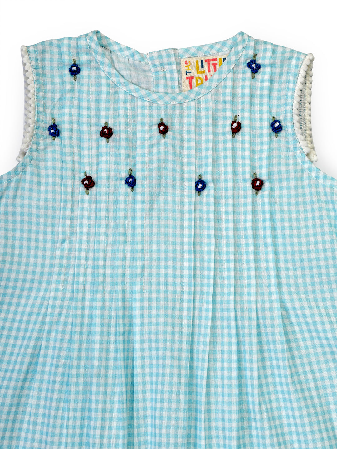 Blue Gingham Embellished Infant Dress