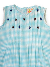 Blue Gingham Embellished Infant Dress