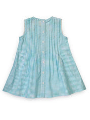 Blue Gingham Embellished Infant Dress