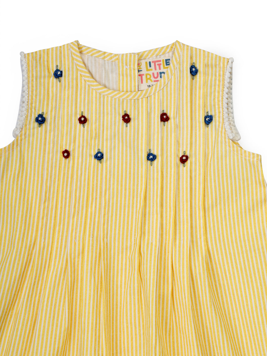 Yellow Striped Embellished Infant Dress