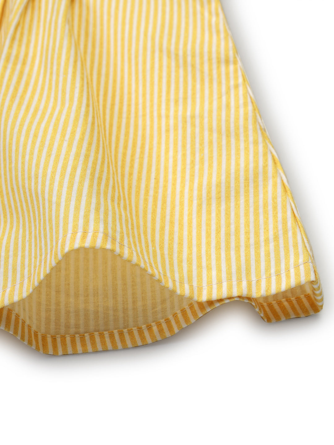 Yellow Striped Embellished Infant Dress
