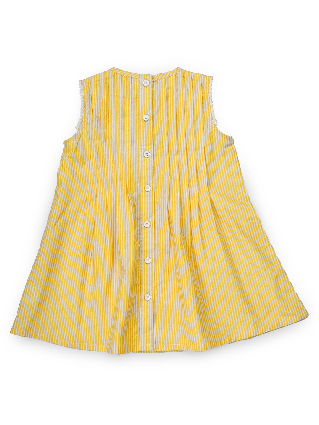 Yellow Striped Embellished Infant Dress