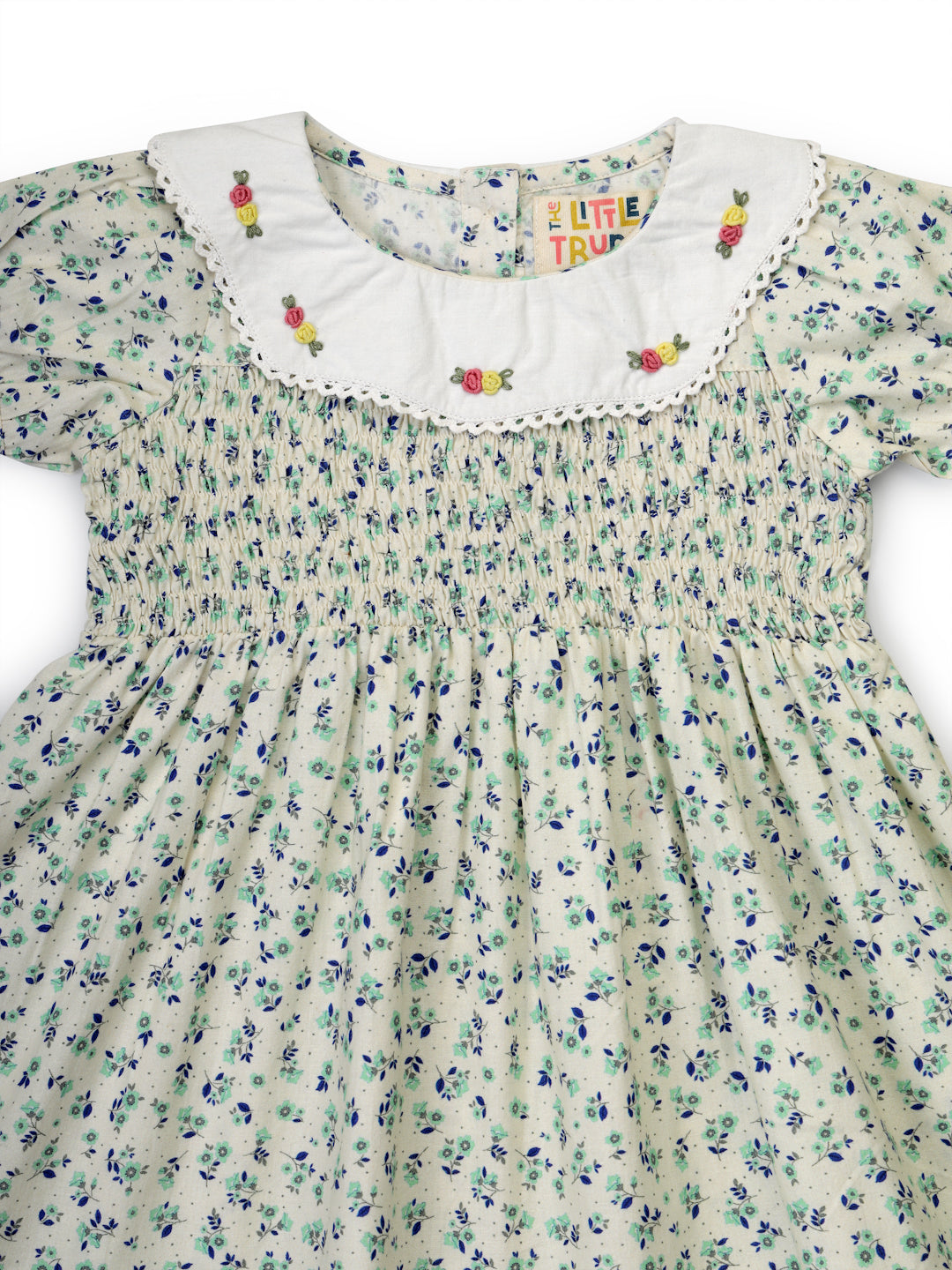Floral Smocked Infant Dress with collar