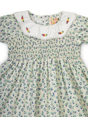 Floral Smocked Infant Dress with collar