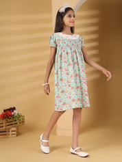 Light Blue Floral Smocking Dress