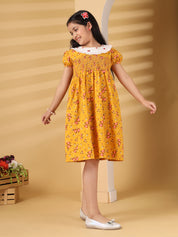 Yellow Floral Smocked Dress