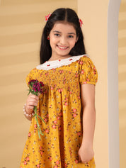 Yellow Floral Smocked Dress
