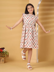 Off-White Sleeveless Floral Print Dress