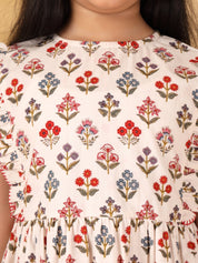 Off-White Sleeveless Floral Print Dress