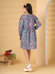 Blue Floral Blockprint Dress