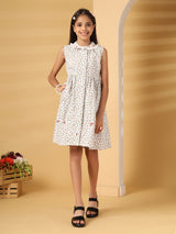 White Floral Print Embroidery Dress