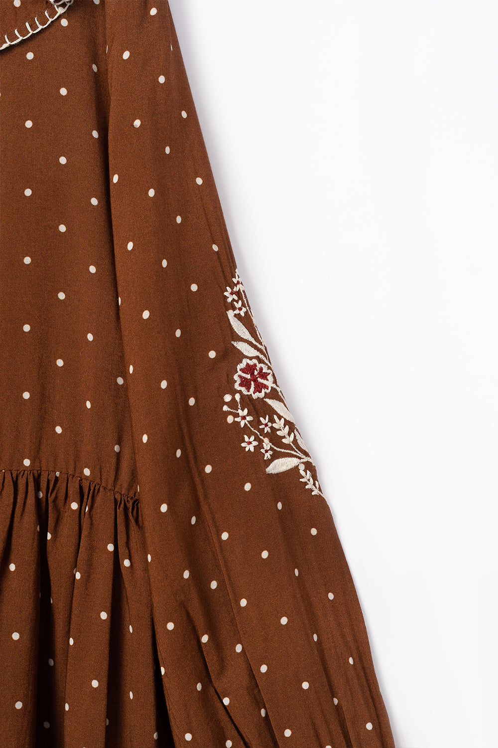 Embroidery Detail Polka Dot Dress