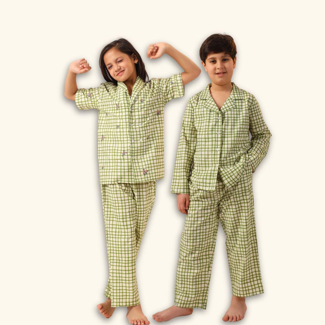 Green Checks Boys PJ Set