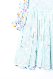 Floral and Checks Pinafore Dress