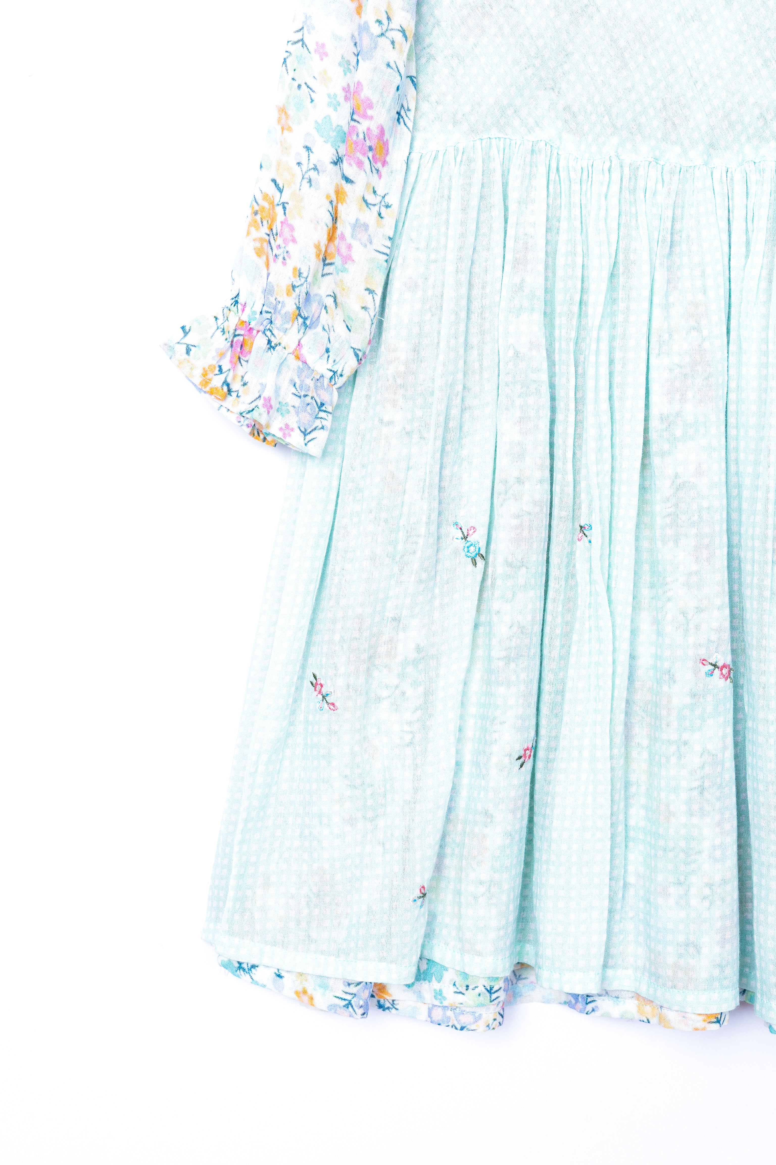 Floral and Checks Pinafore Dress