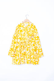 Yellow Floral Tie Detail Dress