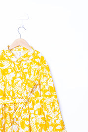 Yellow Floral Tie Detail Dress