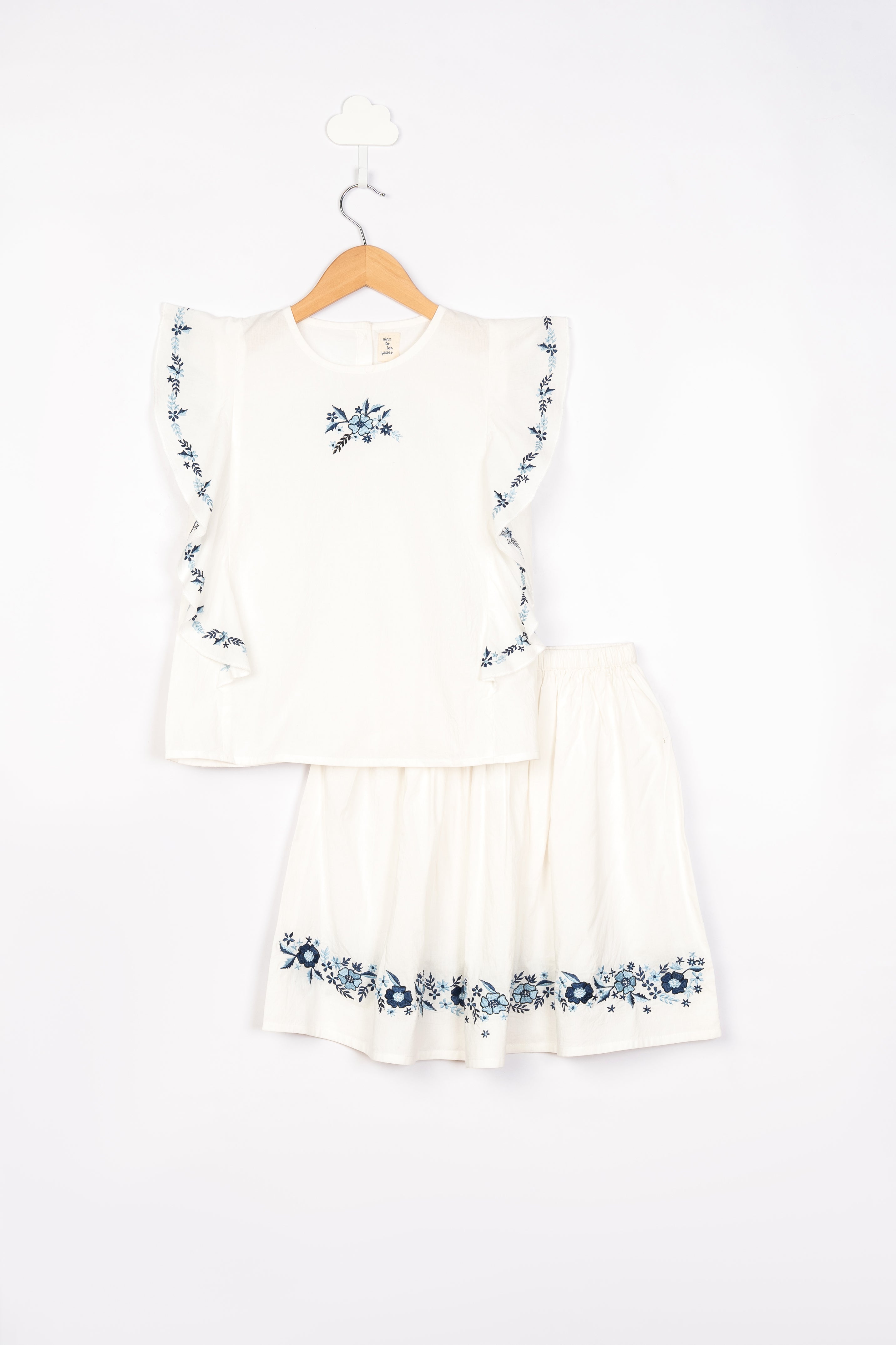 White Embroidered Skirt Set